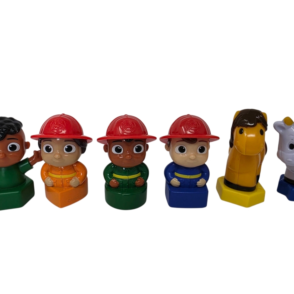 Moonbug Plastic People Firemen Cow Horse Lot of 6